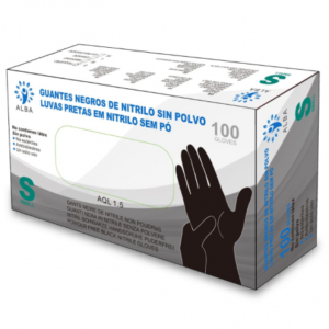 Guantes Negros de Nitrilo Caja 100 uds Sin Polvo
