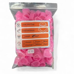 Cup para tinta silicona forma corazón rosa 100u